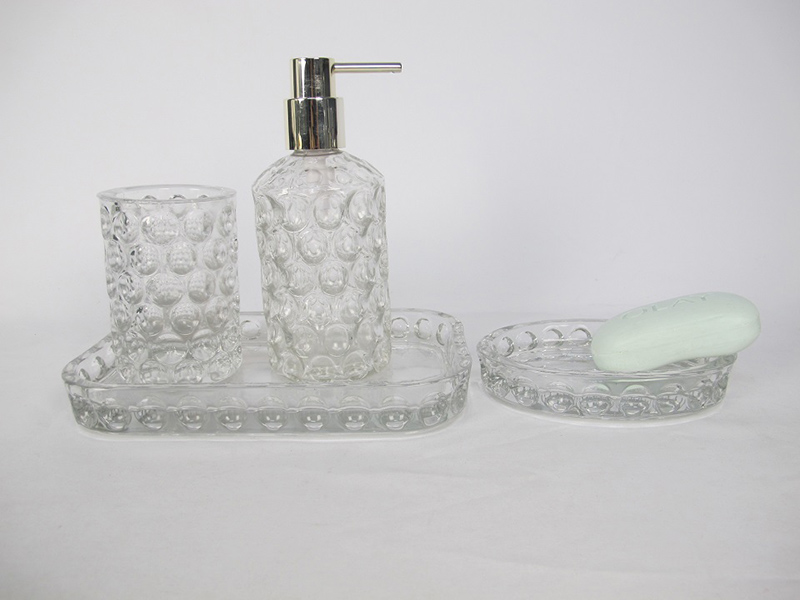 GL-BT-190039  Convex Clear Glass Bathroom Set