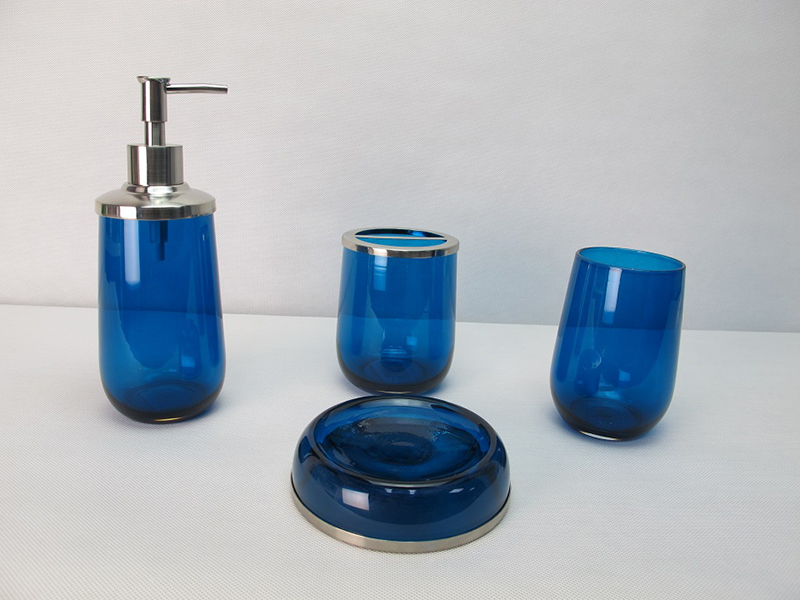 GL-BT-190026 Tinted Solid Color Glass Bathroom Set