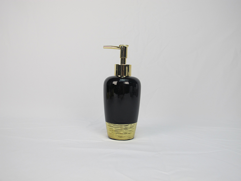 GL-BT-190028  Black & gold bottom  Glass Bathroom Set