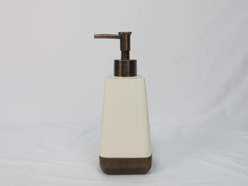 CEBR-170008  Semi-glossy Clear Glaze Ceramic with Solid Wood Bathroom Set