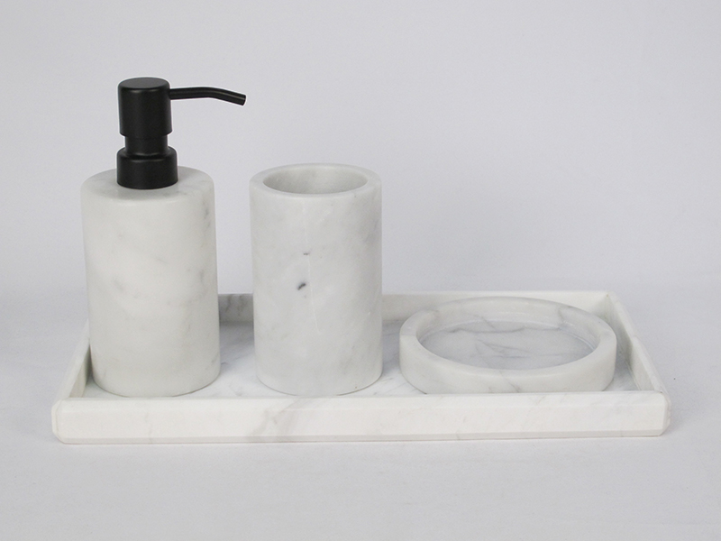 MABR-170010 White Marble Bathroom Set
